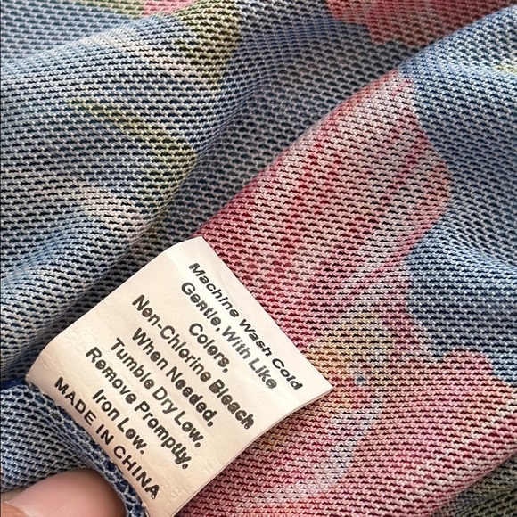 XL Sheer Tropical Floral Blue Swim Cover-Up - Picture 6 of 7